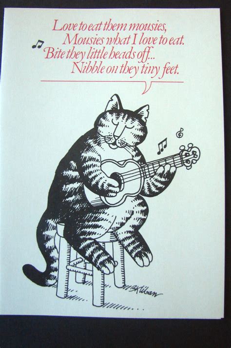 Vintage B Kliban Cat Card Guitar Cat 1977 W Envelope Kilban Excellent