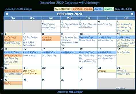 December 2020 Calendar With Holidays Qualads