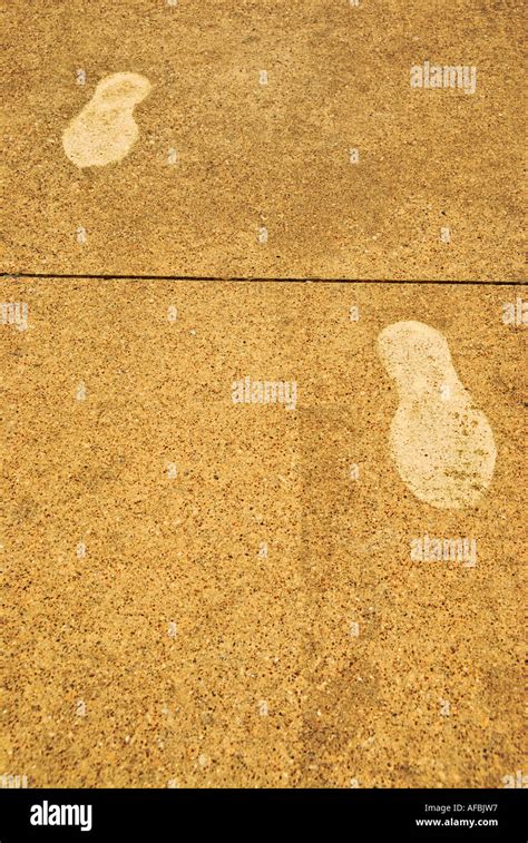 Footprints in Cement Stock Photo - Alamy