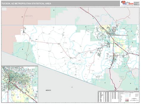 Tucson Az Metro Area Wall Map Premium Style By Marketmaps Mapsales