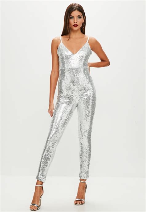 Missguided Silver Sequin Unitard Jumpsuit Ahhh Finally I