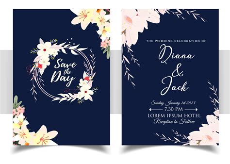 Invitation Card With Beautiful Blooming Floral Watercolor Background