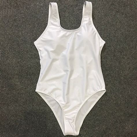 2018 Sexy White One Piece Swimsuit Women Thong Swimwear High Cut