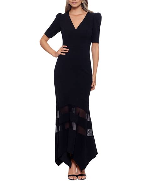 xscape illusion fit and flare gown macy s flare gown womens dresses gowns