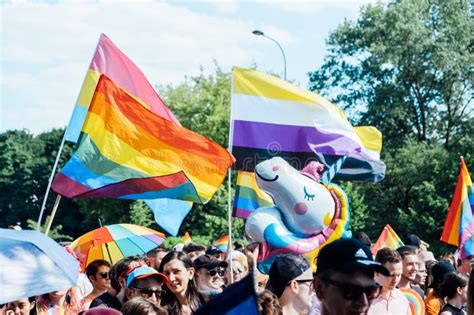 Lgbt Parade Pride Month In Warsaw Activists Gay Lesbians Trans Hetero People In Lgbt Pride