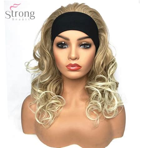 Strongbeauty Women S Headband Wig Synthetic 3 4 Hair Blonde Long Curly Natural Wigs Capless In