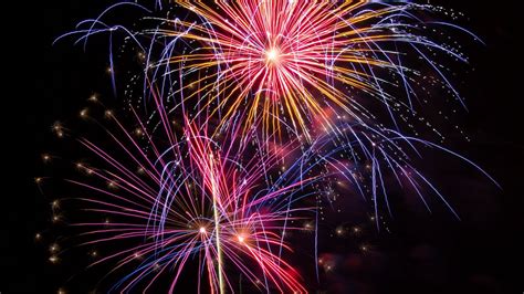 Download Wallpaper 1366x768 Fireworks Salute Sparks Colorful Light