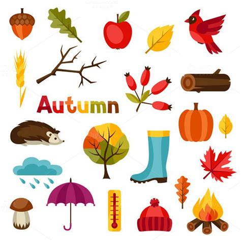 Backgrounds With Autumn Icons Free Vector Art Objects Fall Trees