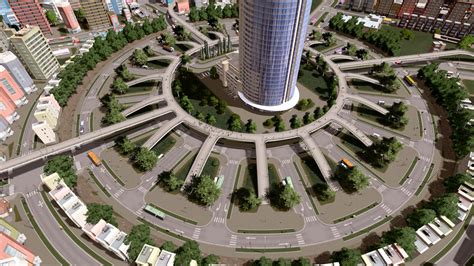 Circular Bus Terminal For 16 Lines With Transport Tower Rcitiesskylines
