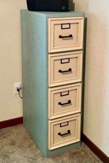 Transform a file cabinet with a little spray paint, new hardware, and wood peg legs. Can I Paint Metal Filing Cabinets | www.resnooze.com
