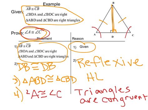 Here, abc is an isosceles triangle, ab = ac. ShowMe - Prove right triangles congruent using the ...