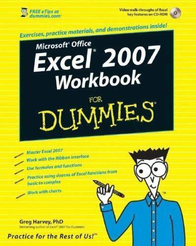 Excel 2007 Workbook For Dummies 0470169370 Greg Harvey Paperback