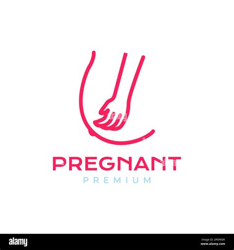 distended stomach pregnant women female dream modern minimal logo design vector stock vector