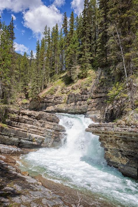 Johnston Canyon Upper Falls Banff National Park Alberta Canada Stock