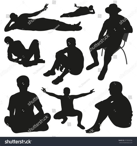 Sitting Lying People Silhouettes Stock Vector 372858760 - Shutterstock