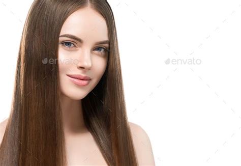 Beautiful Hair Smooth Long Brunette Beauty Woman Healthy Hairstyle