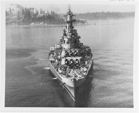 Uss Washington Bb 56 At Anchor In Puget Sound 10th Of September