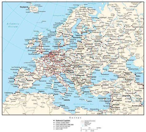 Europe Map With Countries Cities And Roads