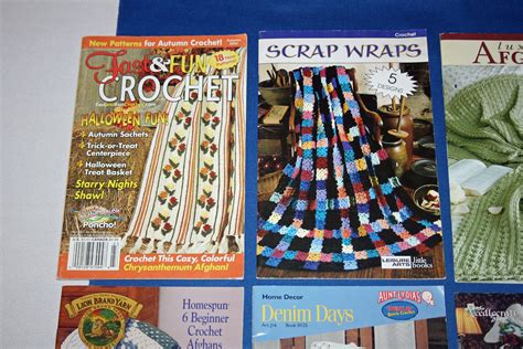 6 Afghan Knitting And Crocheting Pattern Booklets Needlecraft Lion