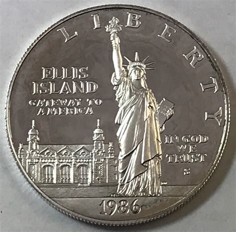 1986 S Silver Statue Of Liberty Ellis Island Commemorative Coin Dollar