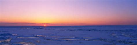 Sunset Over A Frozen Lake Lake Erie New York State Lake Erie