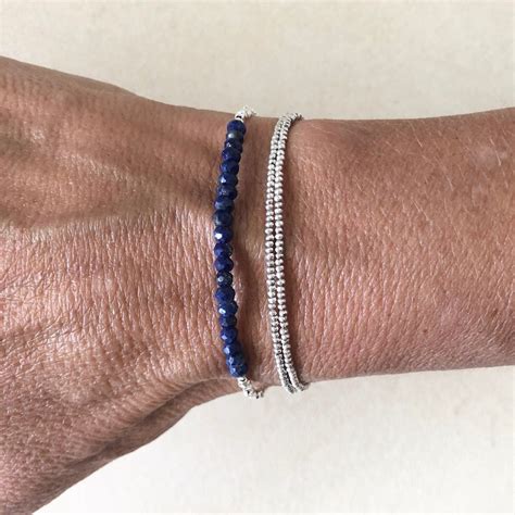 Lapis Lazuli Karen Hill Tribe Thai Silver Beaded Bracelet With Etsy