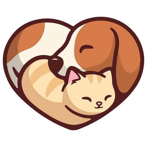 Cat Dog Sleep Love Icon Vector Vector Convert Drawings