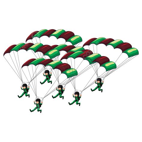 Gambar Pasukan Terjun Payung Mendarat Pasukan Parasut Pendaratan Png