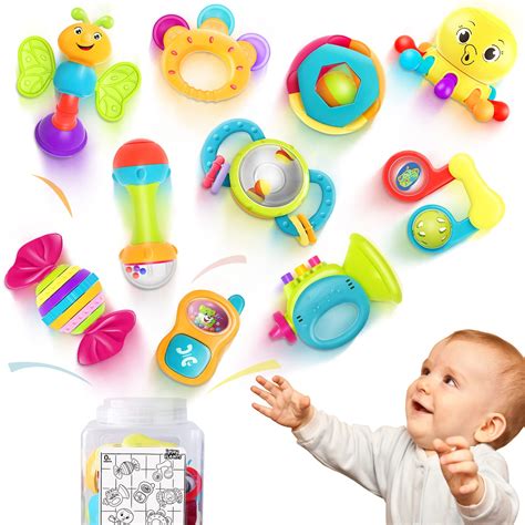 Iplay Ilearn 10pcs Baby Rattles Toys Set Infant Grab N Shake Rattle