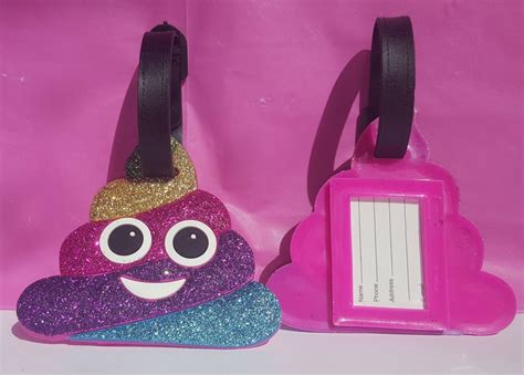 Rainbow Glitter Poop Emoji Luggage Tag Poop Emoji Keychain Etsy