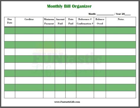 The texas bill of sale forms legal documents that will prove the legal sale and purchase of items between businesses and individuals or private parties. FREE Printable Monthly Bill Organizer | Bill organization ...