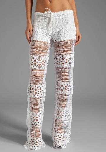 Lace Pant With Drawstring In White Crochet Perfect Cover Up For