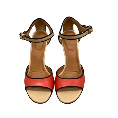 Womens Designer Leather Tri Colour Peep Toe Heels Size 36s