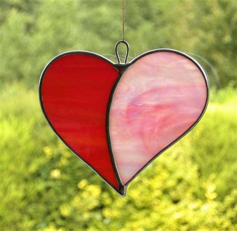 Stained Glass Ornament Love Heart When Two Hearts Etsy Stained Glass Ornaments Stained