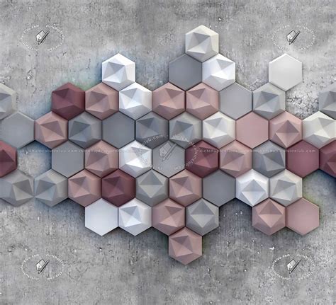 Concrete hexagonal wall tile panel texture seamless 20899