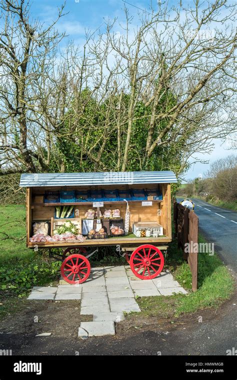 A Roadside Stall Selling Fresh Vegetables In Cornwall Stock Photo Alamy