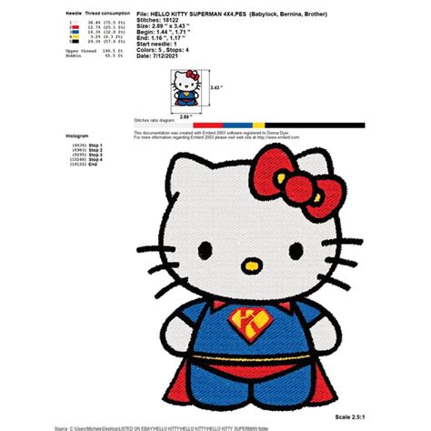 Collection Hello Kitty Super Hero Kitty Embroidery Machine D Inspire