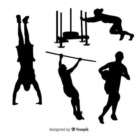 Collection Of Crossfit Training Silhouettes Free Vector