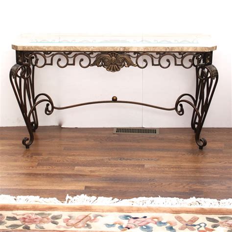 Wrought Iron Sofa Table With Glass Top Table Decorations