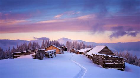 Huts Covered In Snow 4k Wallpaperhd Nature Wallpapers4k Wallpapers