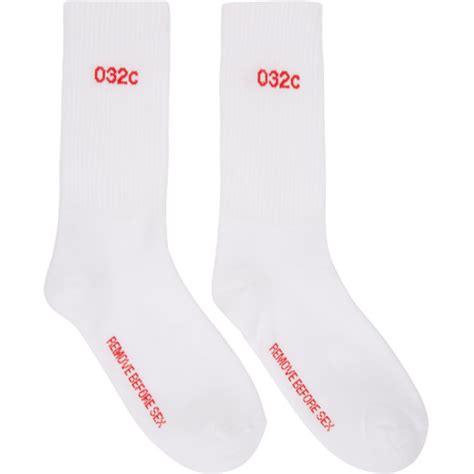 032c white and red remove before sex socks 032c