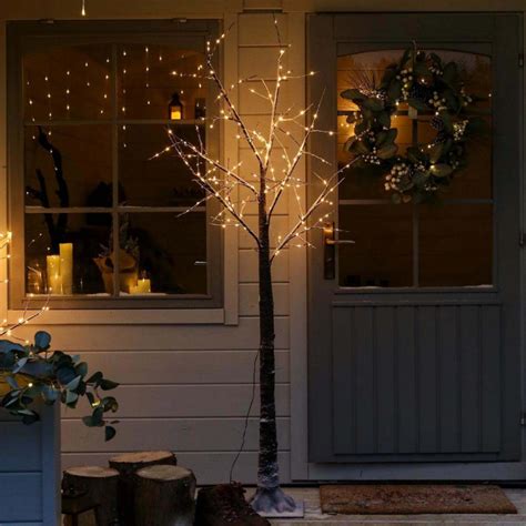 6ft Indoor And Outdoor Snow Effect Twig Tree 180 Warm White Leds