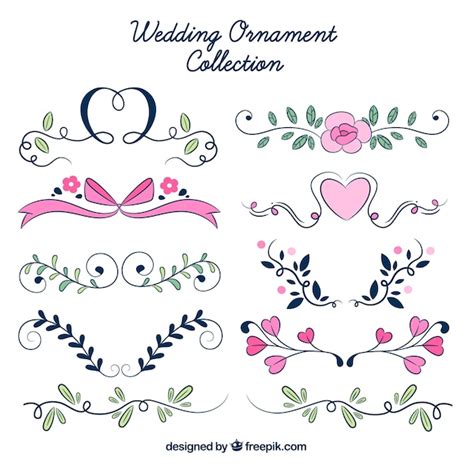 Free Vector Wedding Ornaments Collection With Flowers