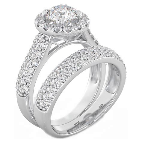 Stella grace sterling silver 1/4 carat t.w. Halo 2 piece 925 Sterling Silver Wedding Engagement Bridal ...