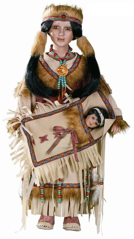 24 Porcelain Indian Doll Papoose Woman D24640 Kinnex Dolls