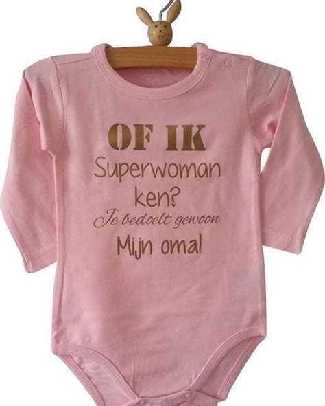 Baby Rompertje Meisje Roze Met Grappige Leuke Tekst Of Ik Superwoman