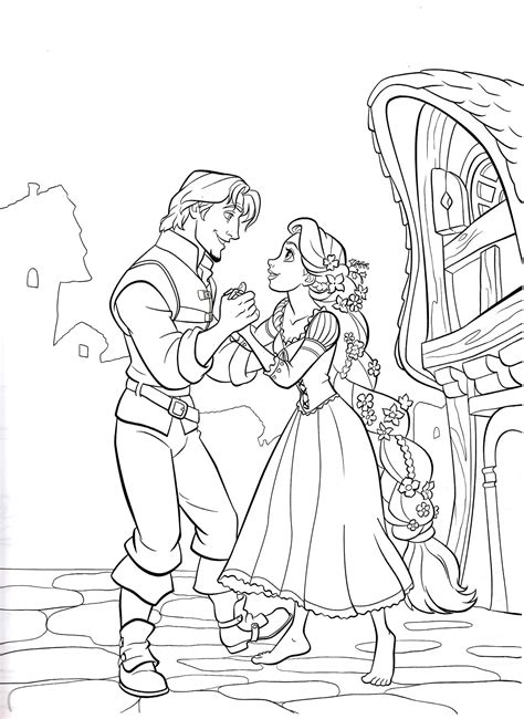 Rapunzel And Flynn Kissing Coloring Pages