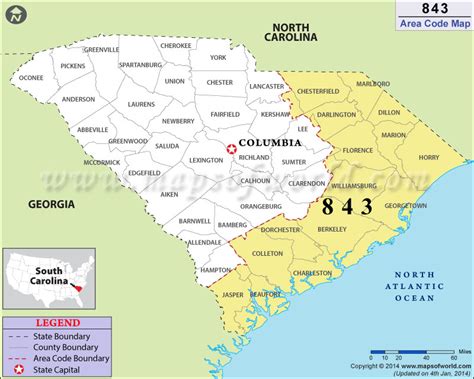 843 Area Code Map Where Is 843 Area Code In South Carolina