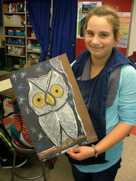 Art With Mrs Seitz 5th Grade 4th Grade Art Owl Crafts Chalk