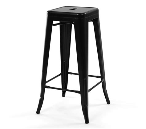 Lot De 4 Tabourets De Bar Leny Métal Noir Mat Empilable Aspect Brut
